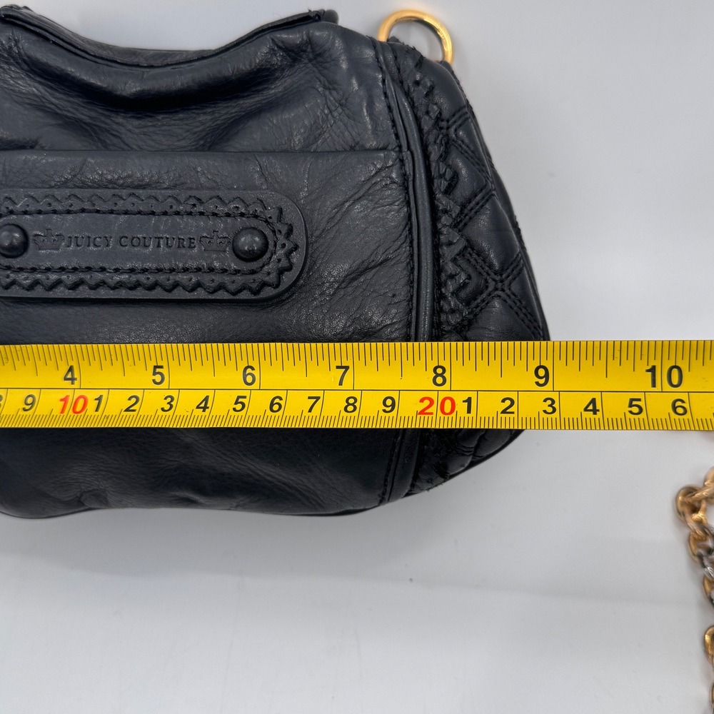 Juicy Couture Black Leather Quilted Chain Shoulder Bag - Picture 8 of 10